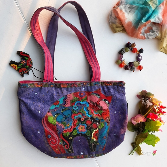 LAUREL BURCH Cats Tote Over-the-Shoulder Canvas - Picture 7 of 11
